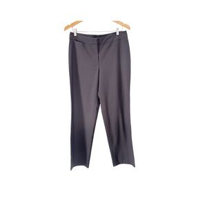 Eileen Fisher Dark Grey Flat Front Petite Straight Leg Ponte Knit Trouser Pants